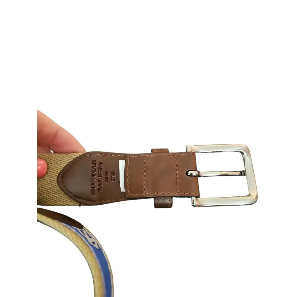 UNC Tarheels Logo leather belt sz 40 waist Silver Brass buckle new